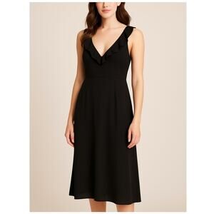 ModCloth Ruffle Sleeveless Midi Dress Black Women’s Size: 8